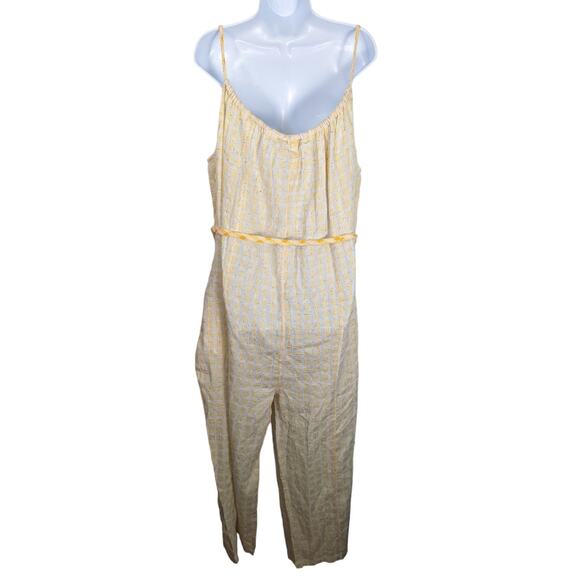 Ace & Jig Jo Jumpall Oyster Adjustable Strap Jumpsuit Speckle Plaid Belted NWT L - Picture 2 of 9